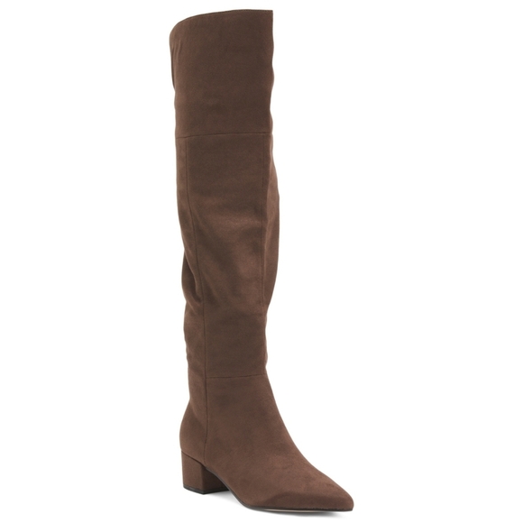 🔹️MARC FISHER LTD🔹️ Suede LOTTIE Dark Brown Over The Knee Boots - Picture 1 of 3